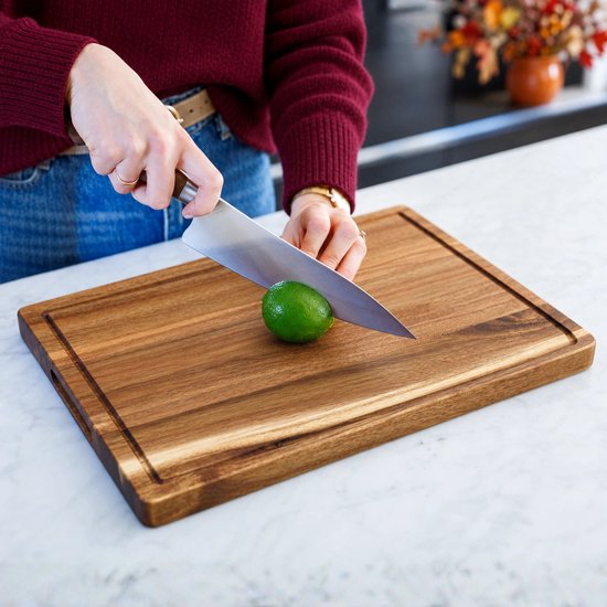 SOPHIOR Houten Snijplank Acacia - Groot 42x30x2,8 cm - Met Sapgeul en Handvaten — cadeau in Kookcadeaus - foto 5