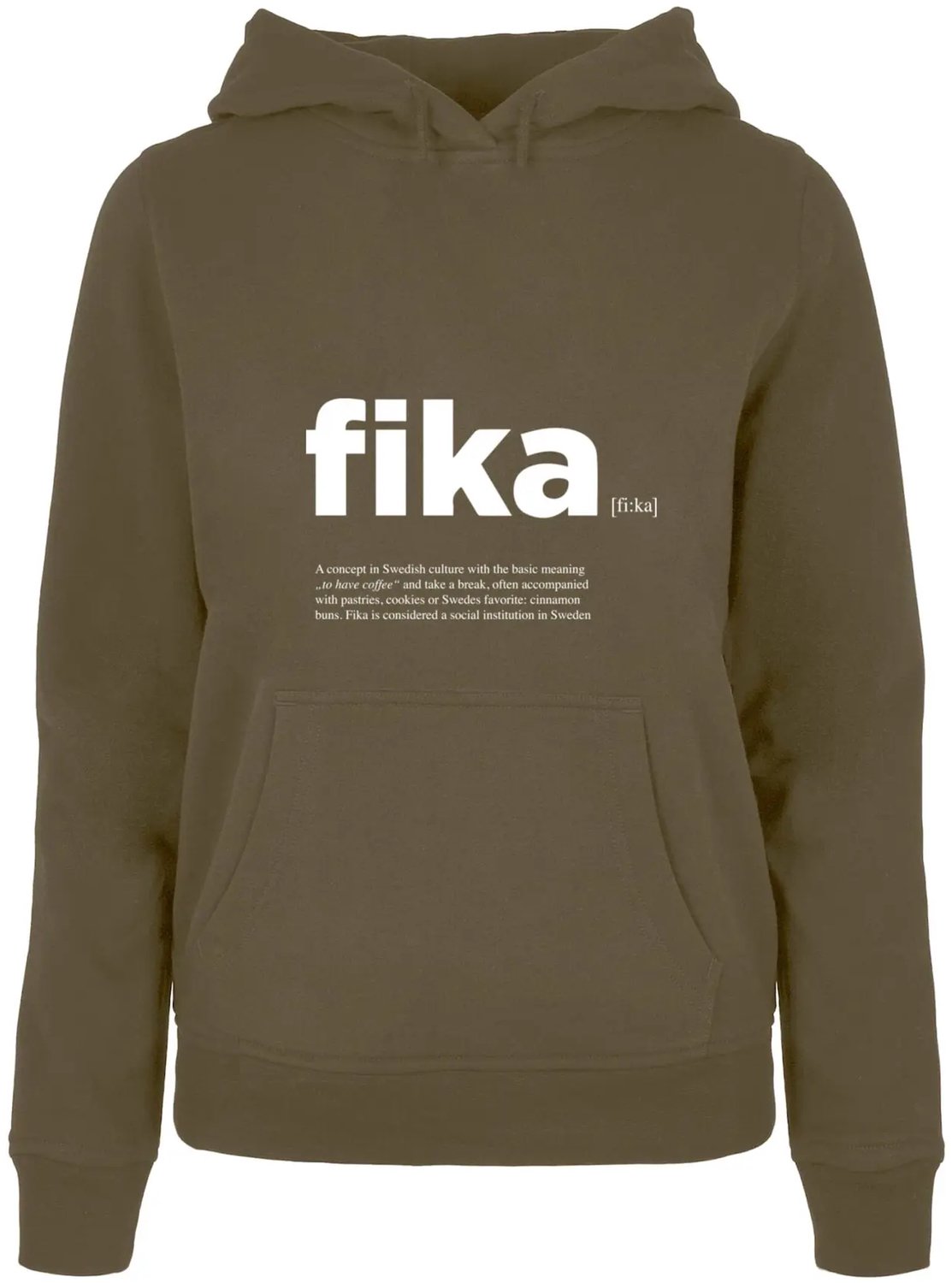 Dames Hoodie Mister Tee Fika Definition Groen
