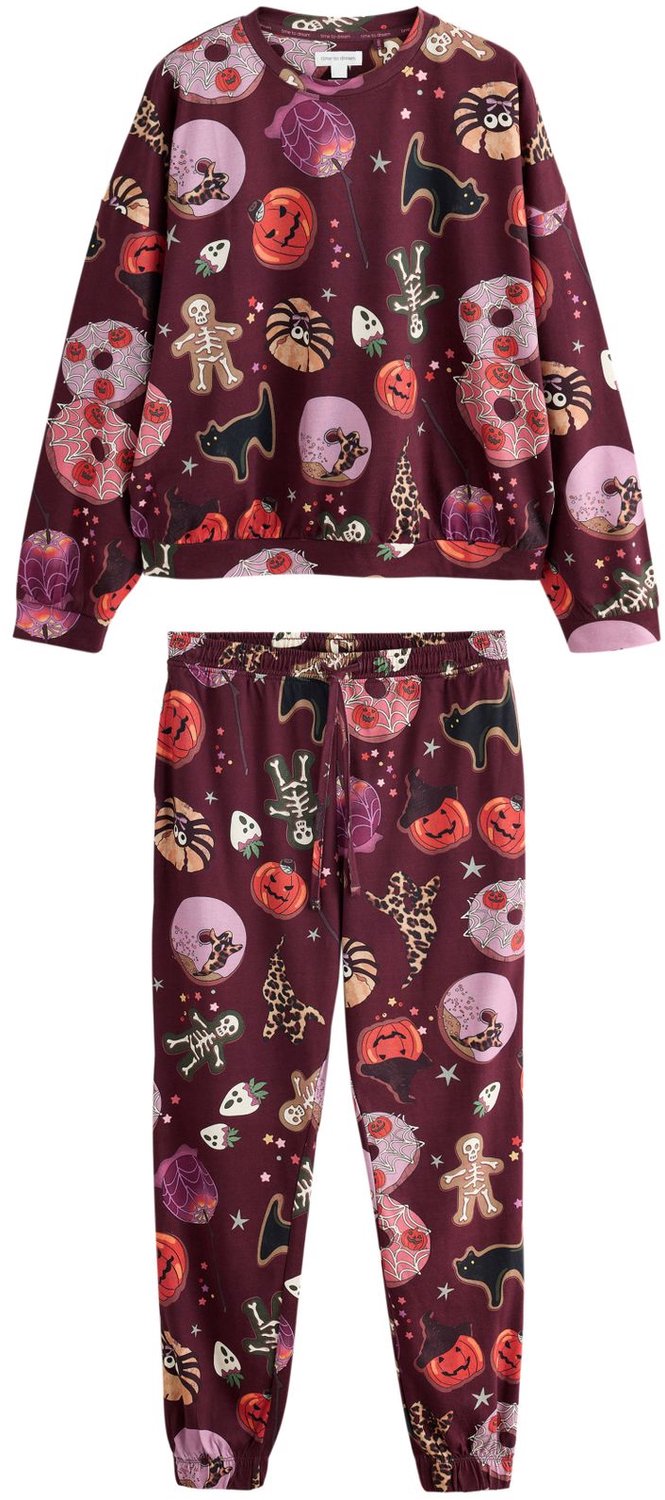 Next Dames - Pyjama met lange mouwen - Tall - Bruin Burgundy Red Halloween