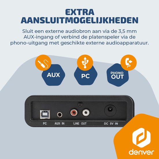 Denver Platenspeler - Ingebouwde Speakers - Incl. PC Software - Auto-stop - Retro - VPL120 - Blauw
