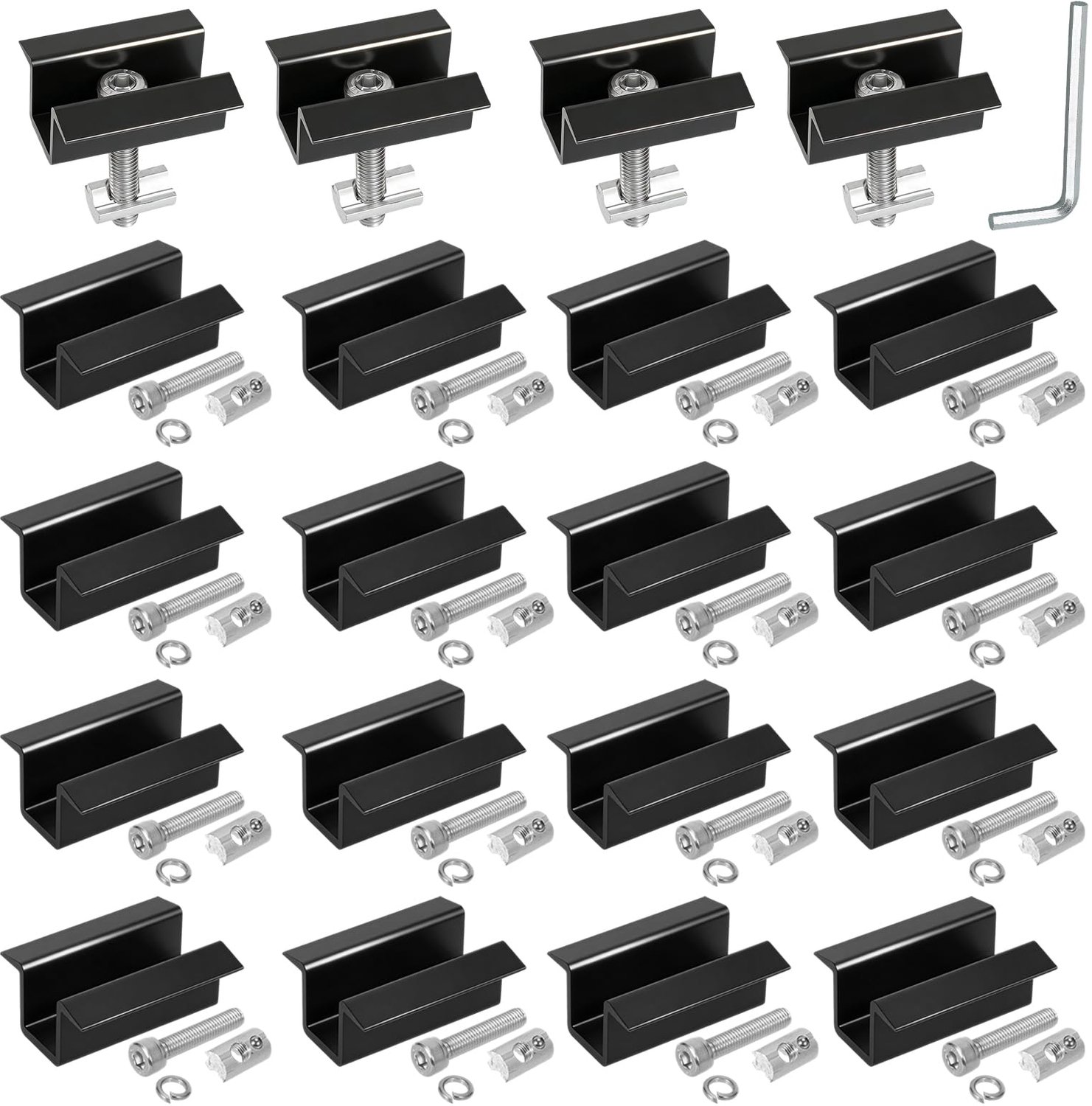20 Stuks Aluminium Centrale Klemmen voor Zonnepanelen