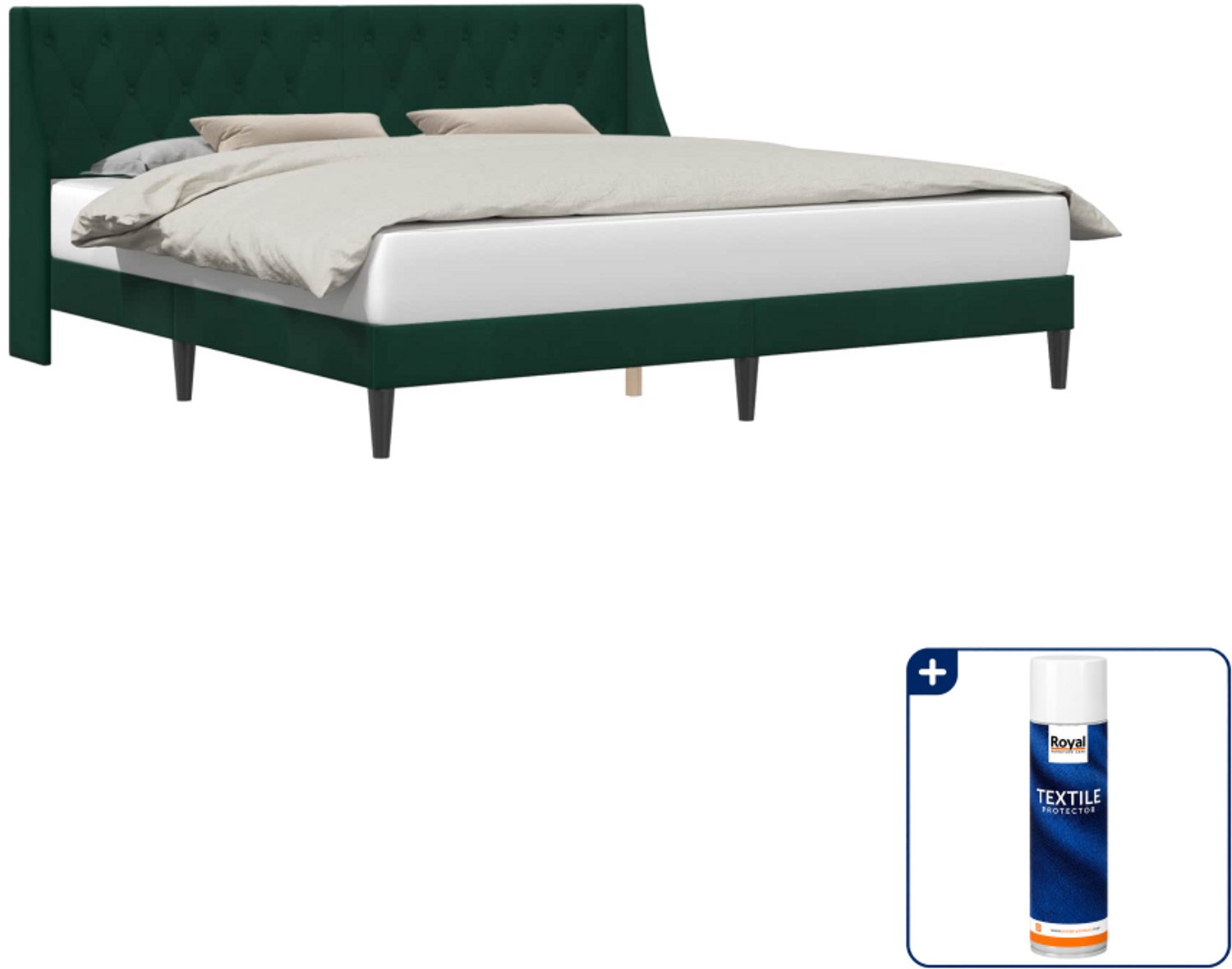 vidaXL bedframe 200 x 200 cm - fluweel - donkergroen - Inclusief textielbeschermer 500 ml