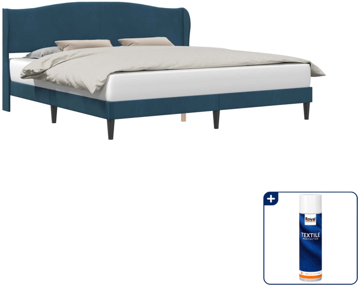 vidaXL bedframe - 200 x 200 cm - fluweel - blauw - Inclusief textielbeschermer 500 ml