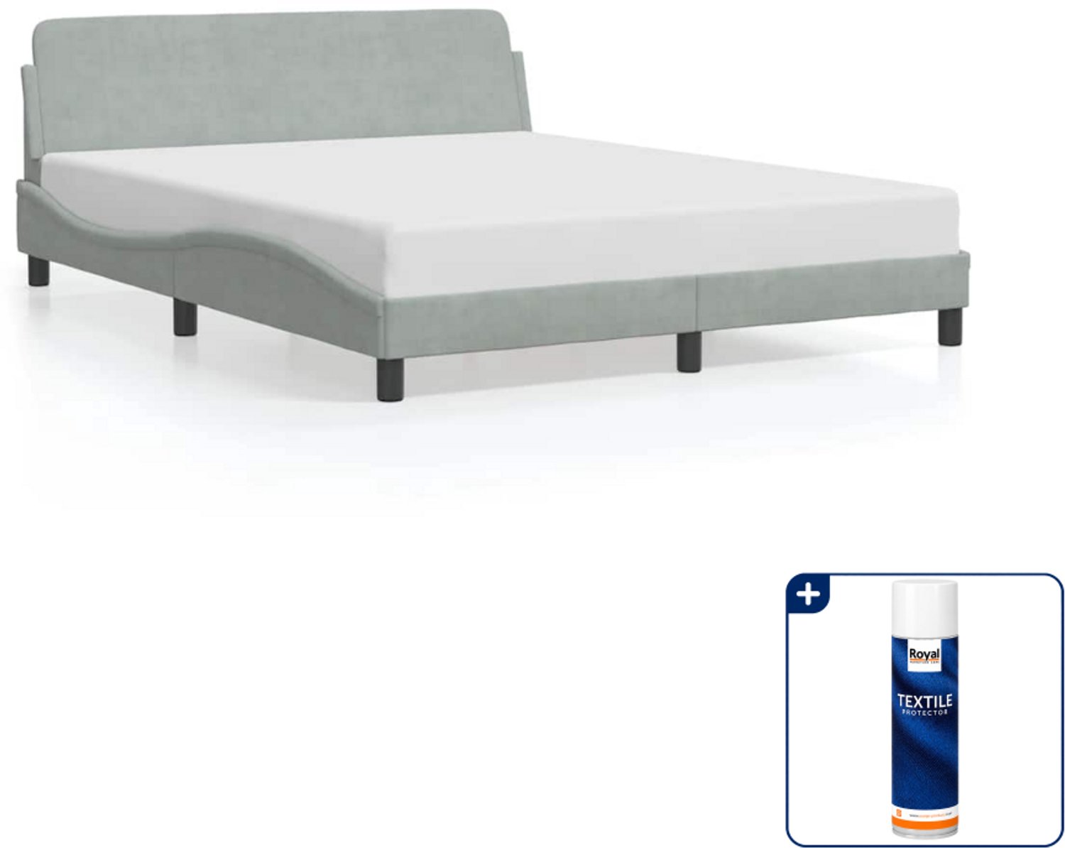vidaXL Dover bedframe - Queensize - 160 x 200 cm - lichtgrijs - Inclusief textielbeschermer 500 ml