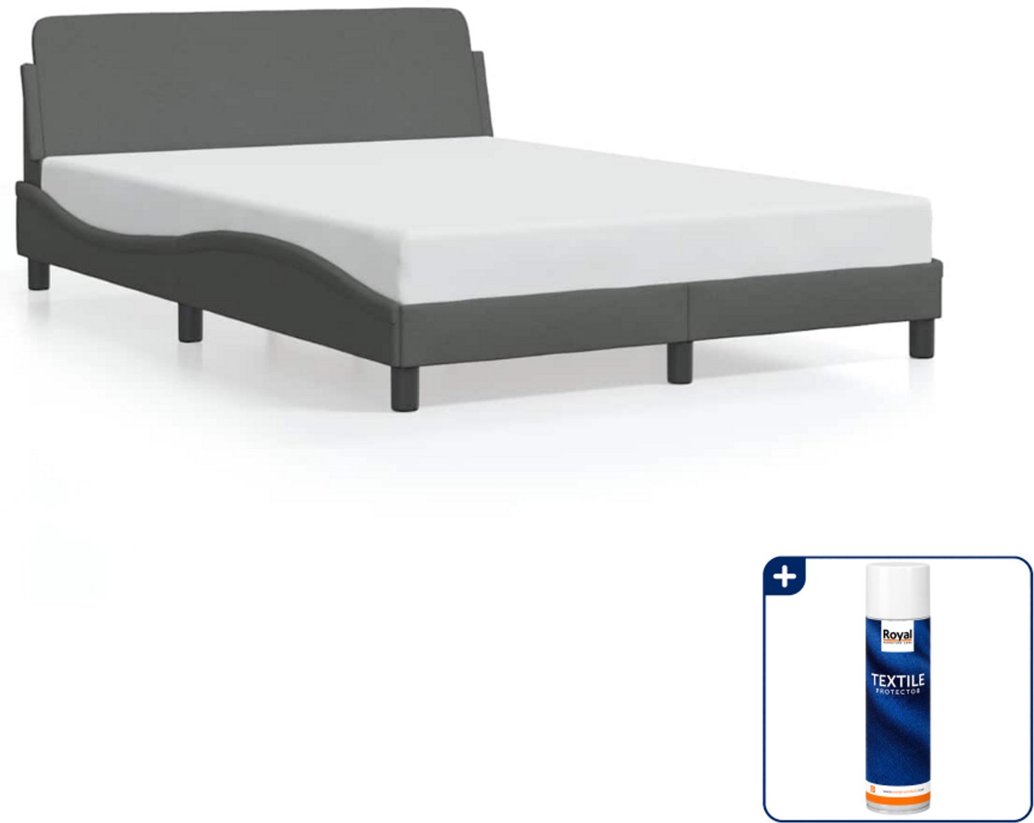 vidaXL bedframe Dover - 137 x 190 cm - donkergrijs - Inclusief textielbeschermer 500 ml