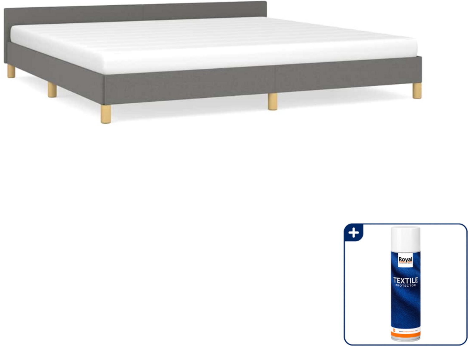 vidaXL bedframe - 200 x 200 cm - stof - donkergrijs - Inclusief textielbeschermer 500 ml