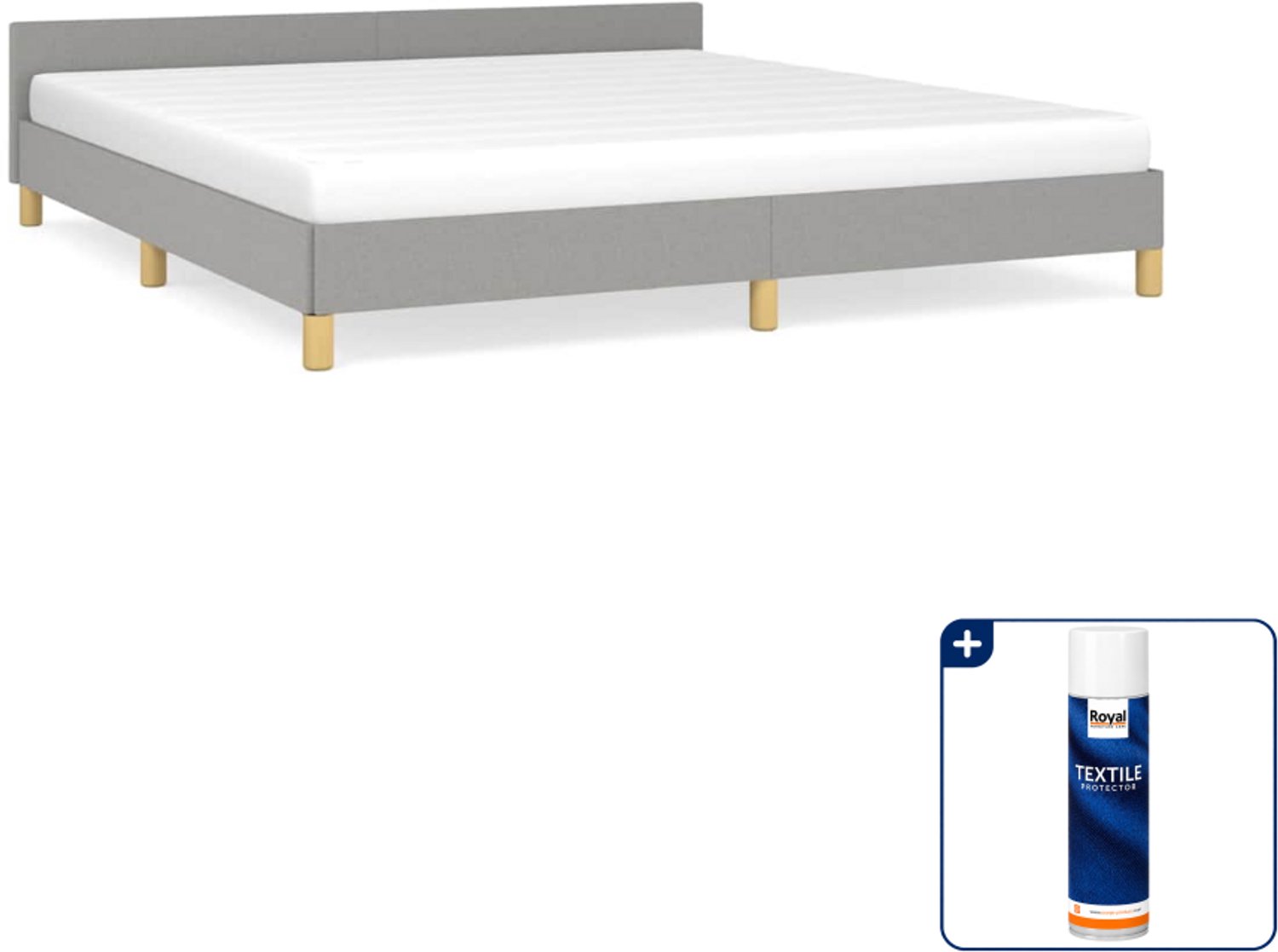 vidaXL Queensize bedframe 160 x 200 cm - stof - lichtgrijs - Inclusief textielbeschermer 500 ml