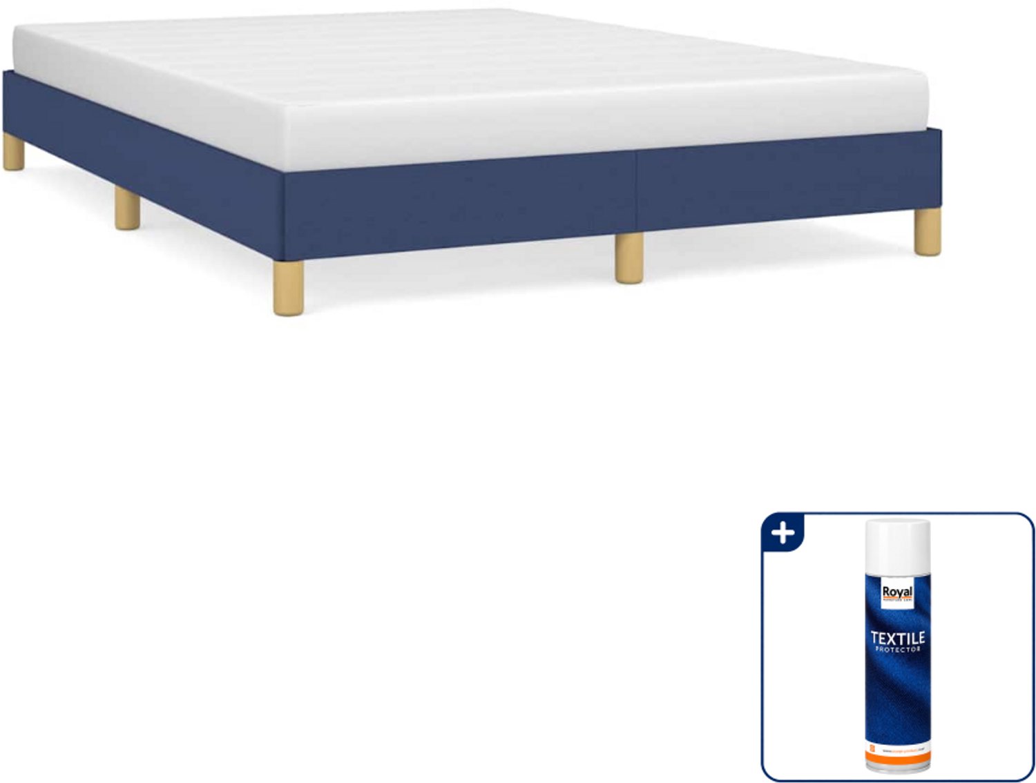 vidaXL queensize bedframe 160 x 200 cm - stof - blauw - Inclusief textielbeschermer 500 ml
