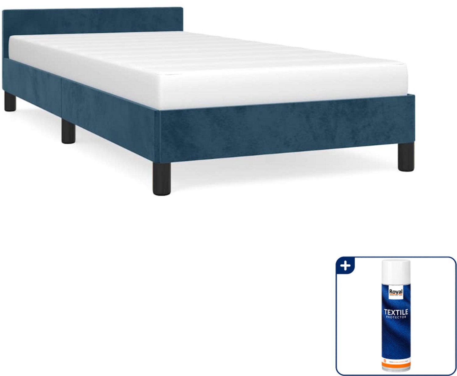vidaXL Bedframe - 90 x 200 cm - fluweel - donkerblauw - Inclusief textielbeschermer 500 ml