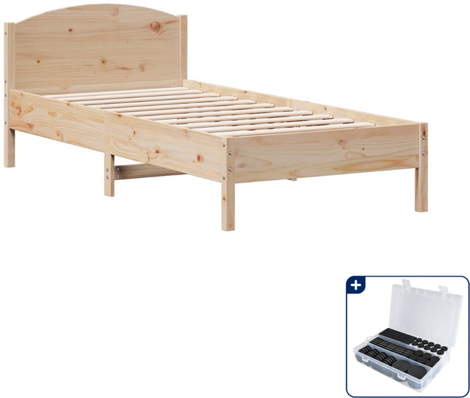 vidaXL bedframe - 100 x 200 cm - massief grenenhout - Inclusief antikrasvilt 177-delig Bruin