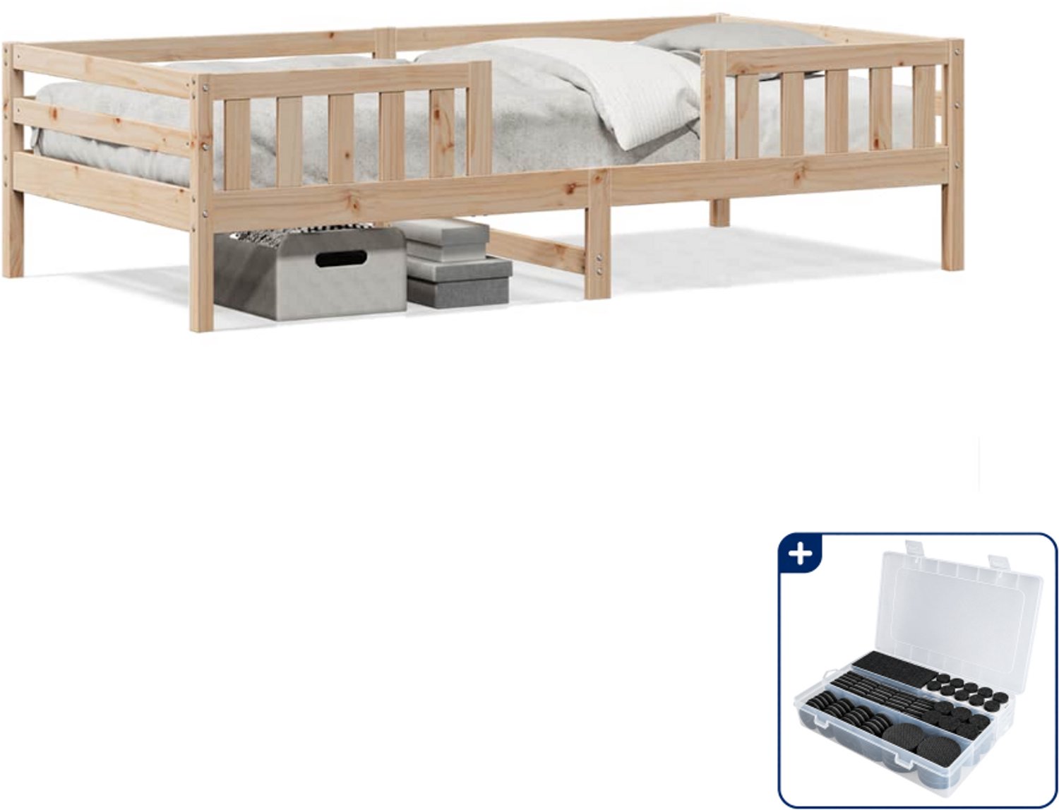 vidaXL bedframe - 75 x 190 cm - massief grenenhout - Inclusief antikrasvilt 177-delig Bruin