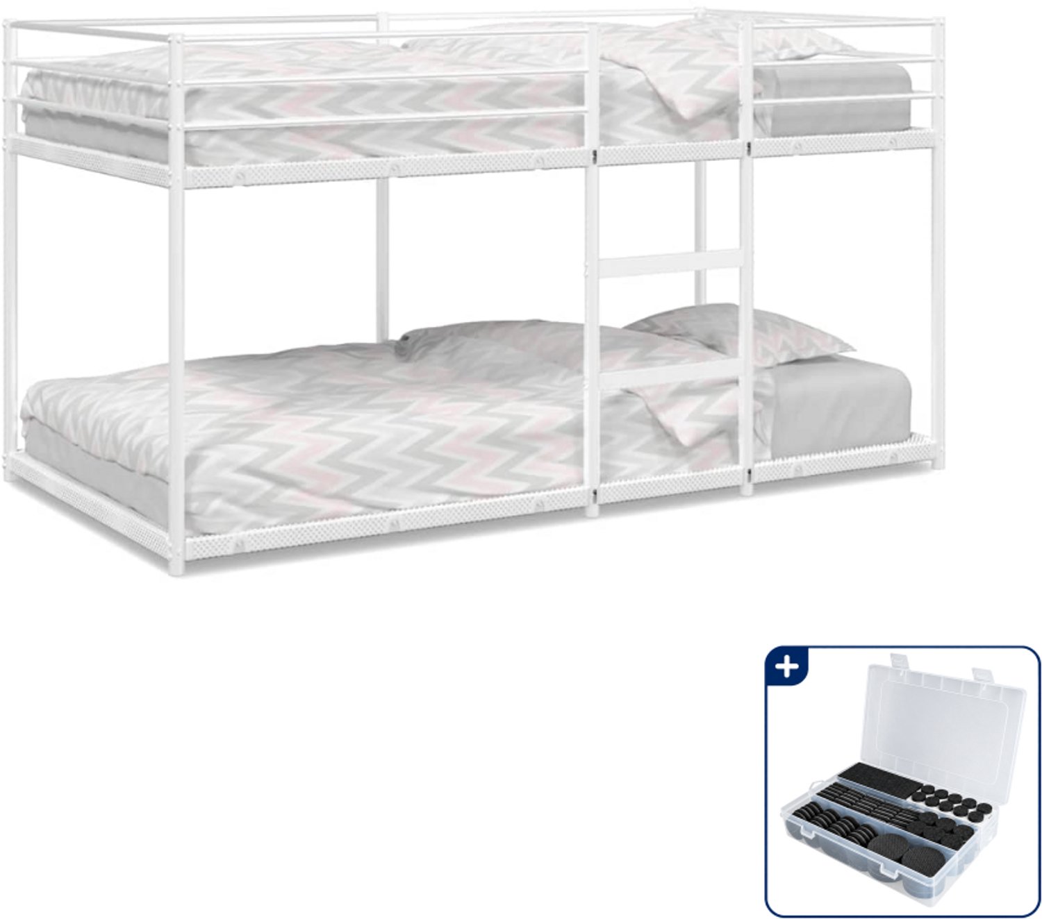 vidaXL stapelbed - 90 x 200 cm - staal - wit - Inclusief antikrasvilt 177-delig