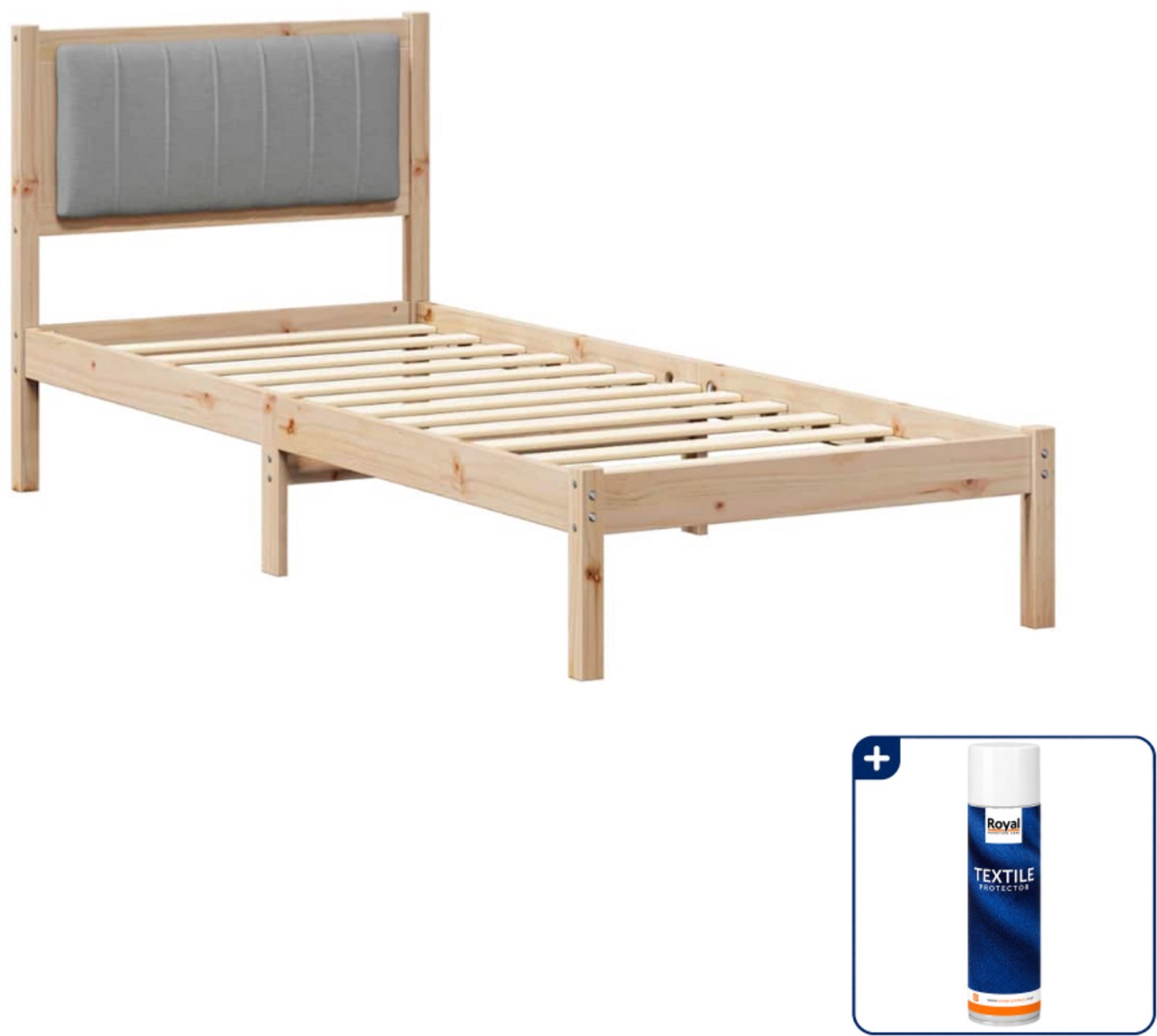 vidaXL bedframe - 80 x 200 cm - lichtgrijs - Inclusief textielbeschermer 500 ml Bruin
