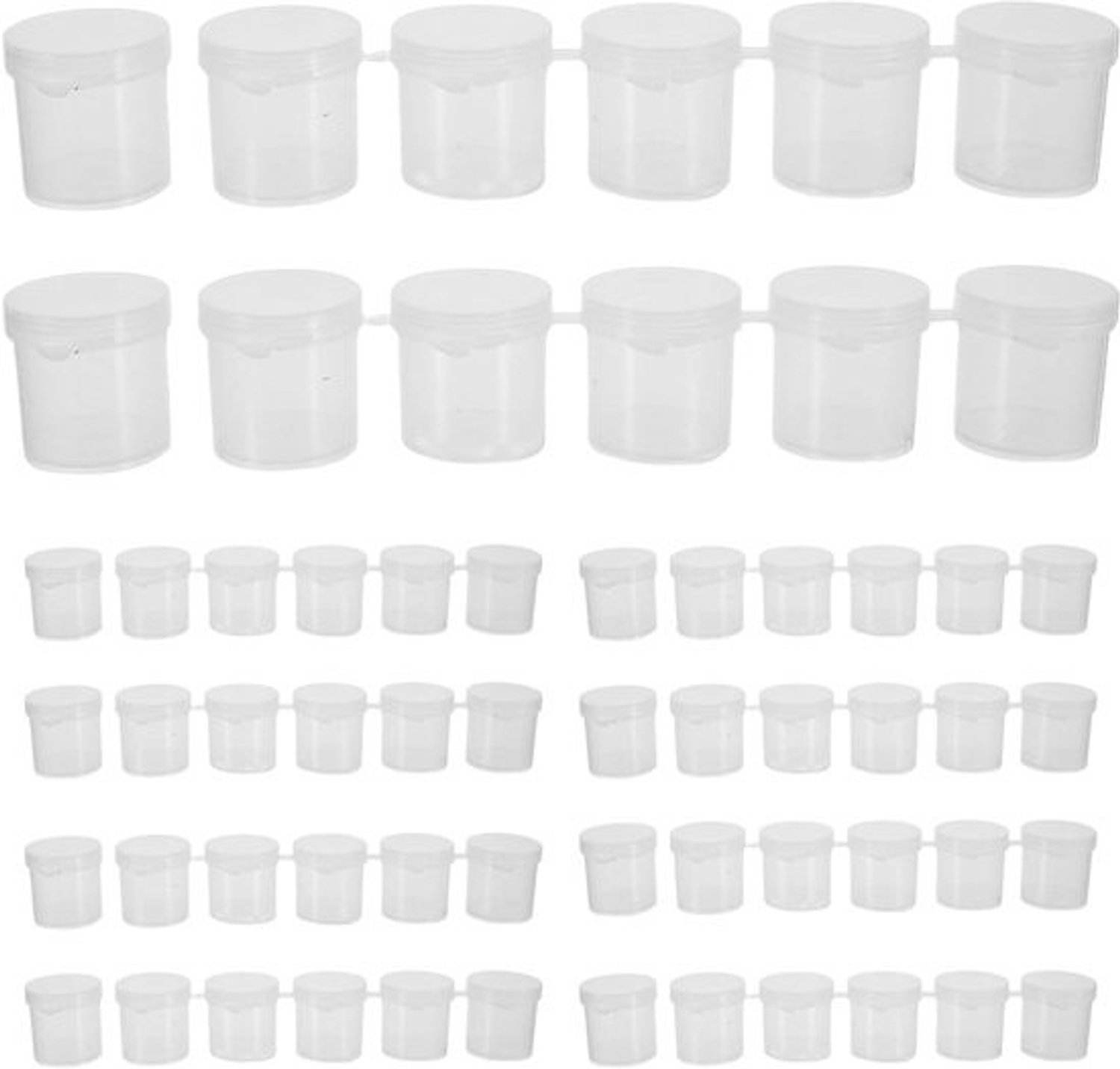 Lege verfstrips - Mini-verfpotjes - Schilderen onderweg - Vochtvasthoudend deksel - 60 potjes - Transparant