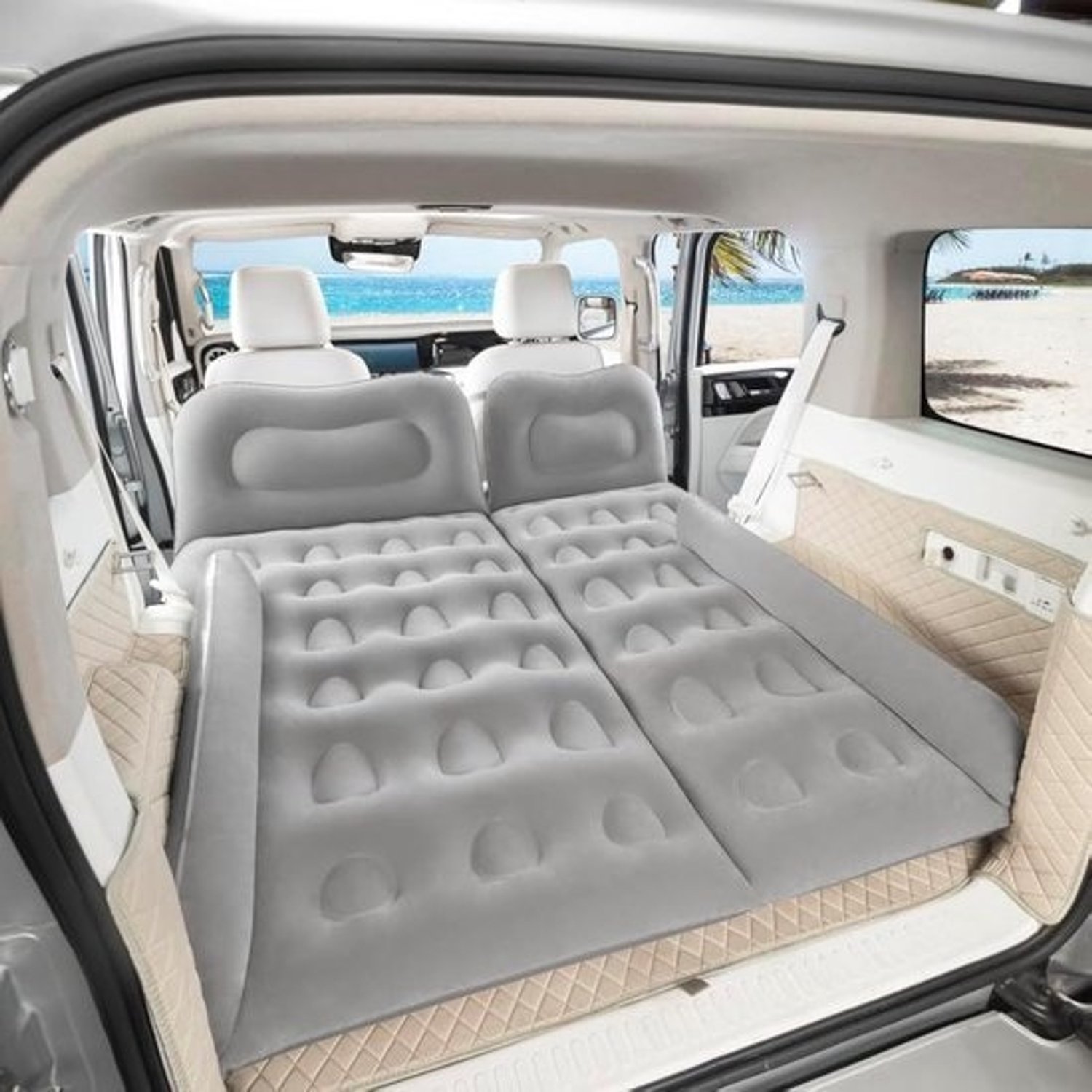 SUV-Bedmatras - Luchtmatras voor de Achterbank - Reizen en Kamperen - Draagbaar en Licht - 70 x 52 Inch - Zwart