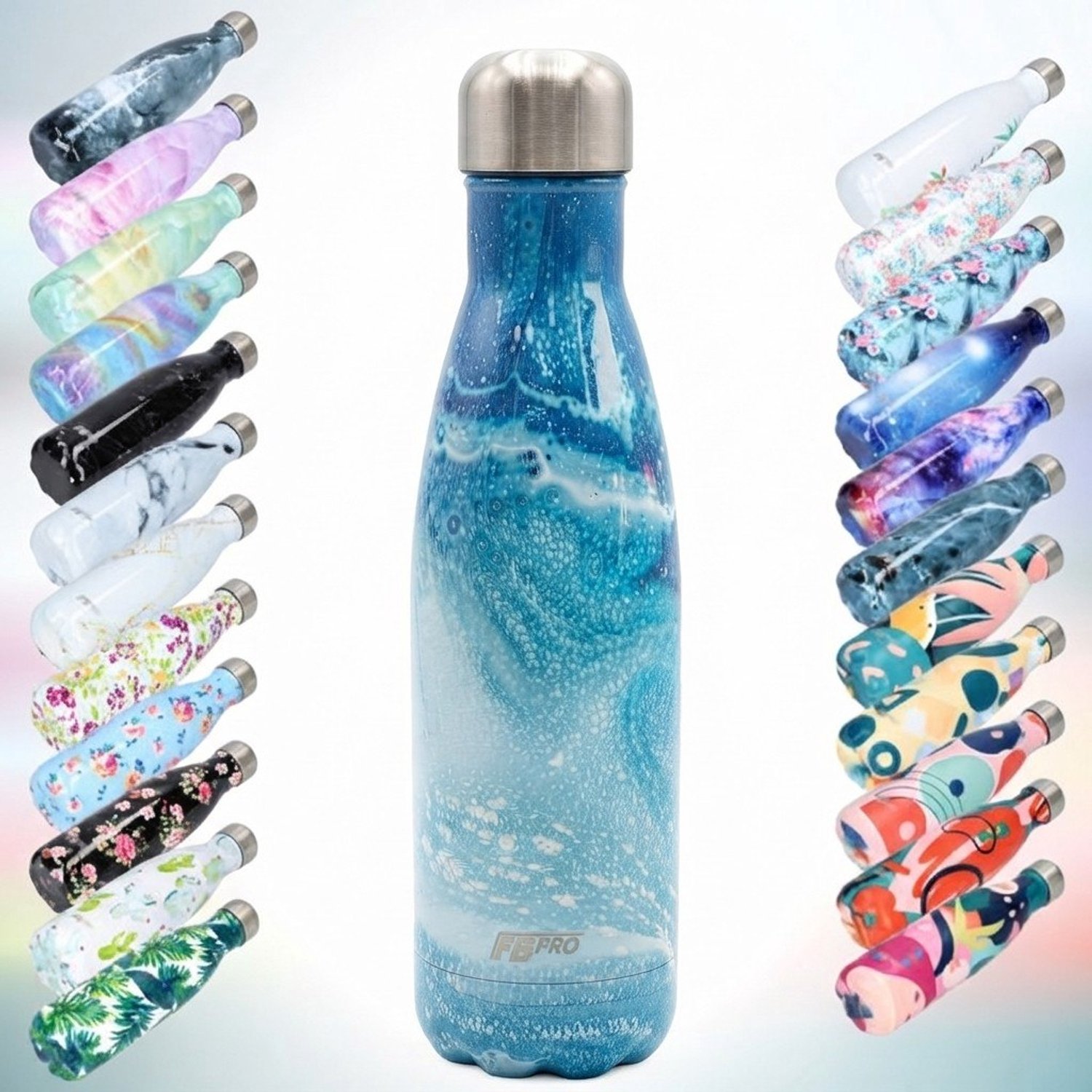 FBFS85, Thermosfles, Drinkfles, Waterfles - Modern & Slank Design - Bruisende zee - 500ml