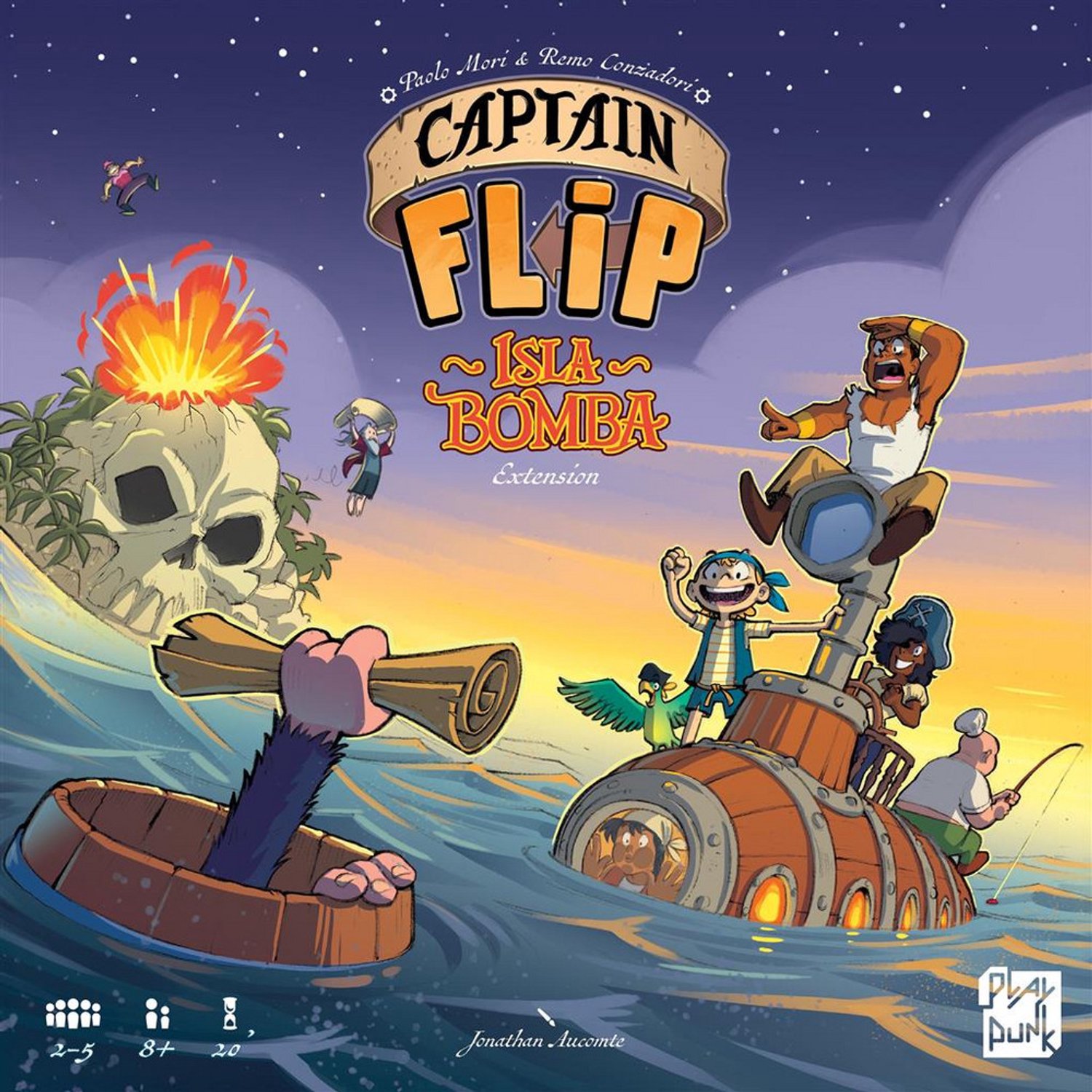 Asmodee bordspel uitbreiding Captain Flip Isla Bomba avontuur.