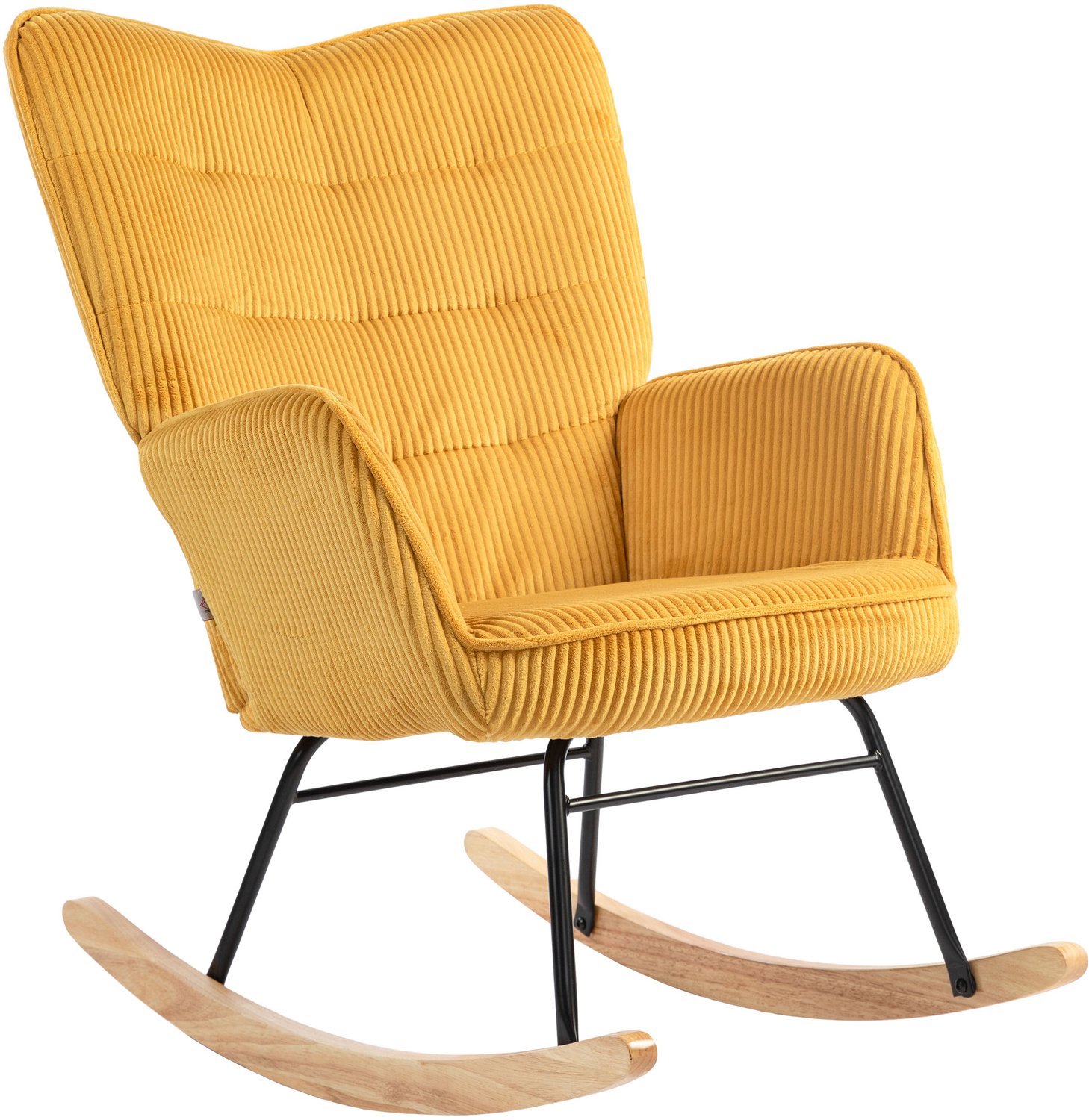 Homona Schommelstoel - Met armleuningen en corduroy bekleding - 98 x 71 x 101 cm - Geel