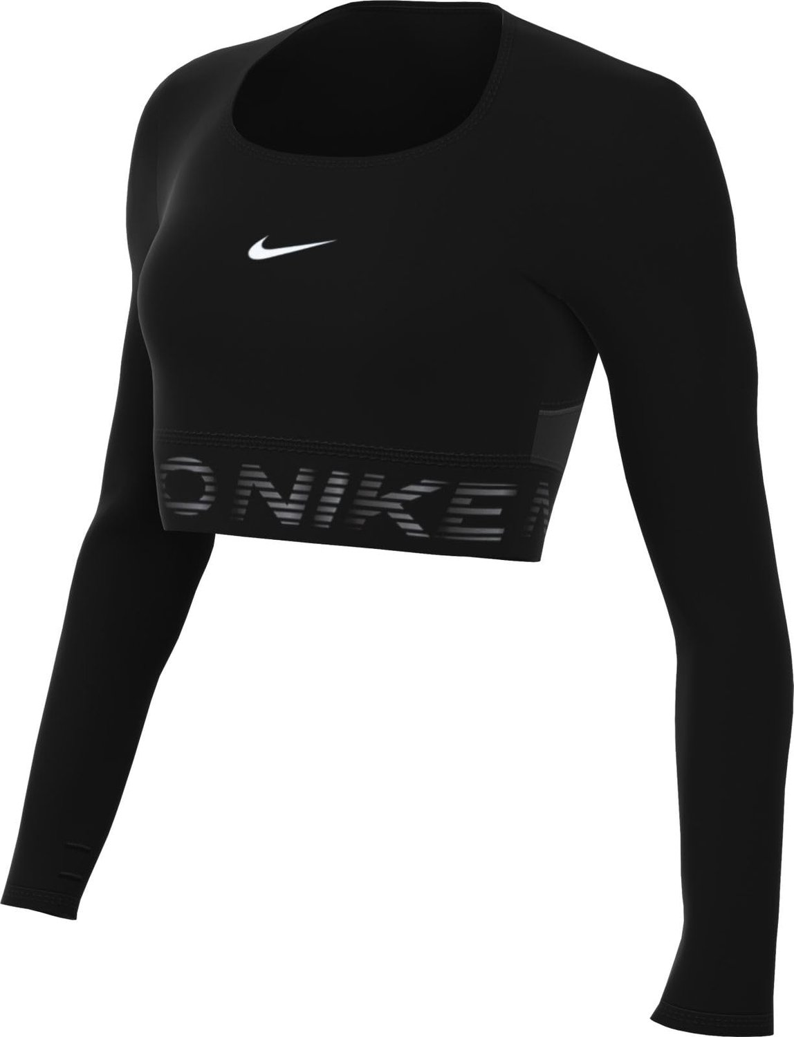 NIKE W NP DF LS TOP GG SHINE / 010 L Zwart