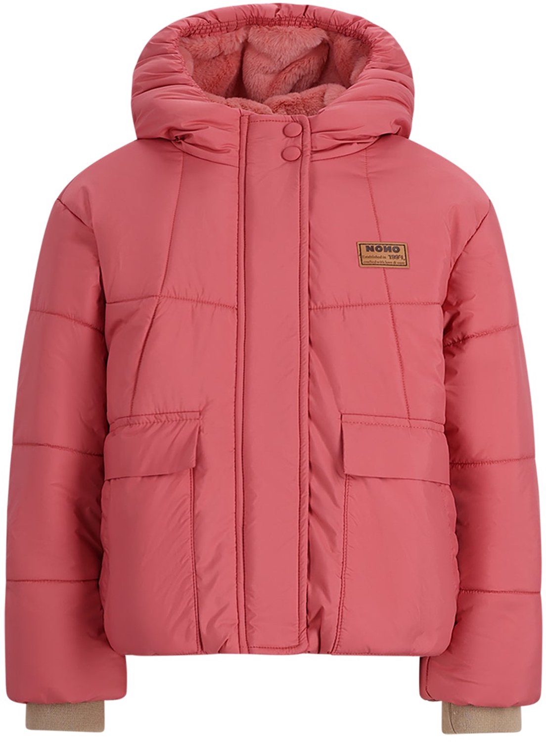 NONO - Backy Short hooded Girls Winterjacket - Sunset Pink - Maat 110.0