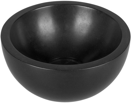 Ronde waskom van matzwart keramiek met een minimalistisch en glad design.