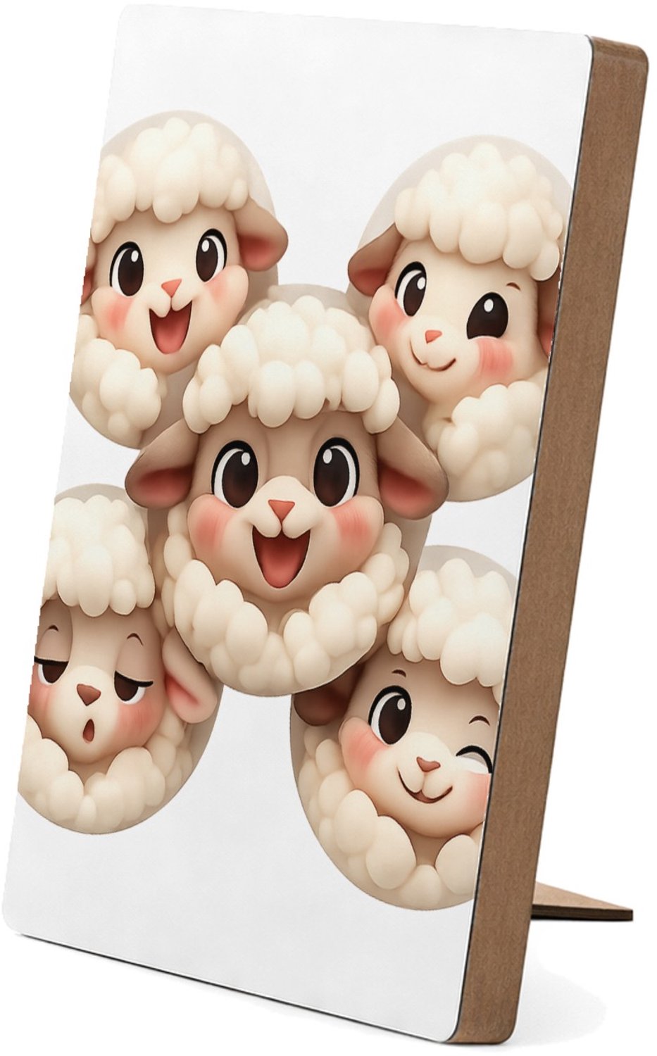 Mr Cadeautjes Glasframe/MDF 12,7 x 17,8 - design Speelse dierenportretten in een verzamelserie met ronde kade | cadeau Wit