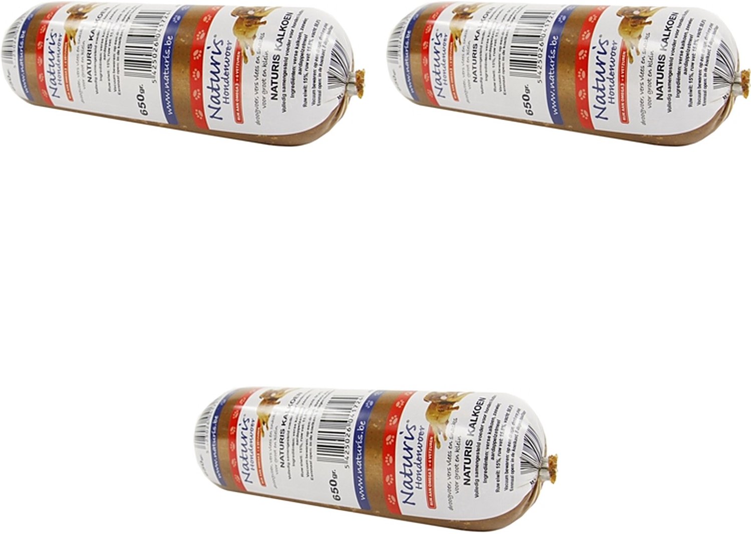 Hondenvoer Naturis - Houdbaar Kalkoen 650gr - 3 stuks - Multipack