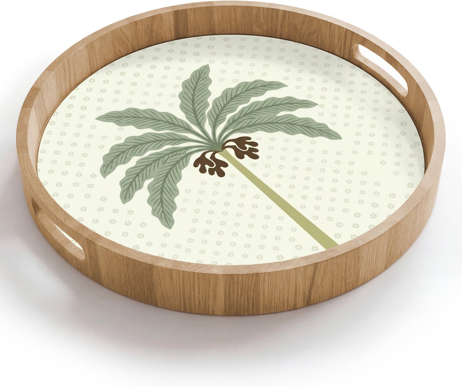Dienblad rond 40x40 cm - Schootdienblad hout - Boom - Bladeren - Groen - Decoratief - Beige - Borrelplank rechthoek - Plateau houten dienbladen