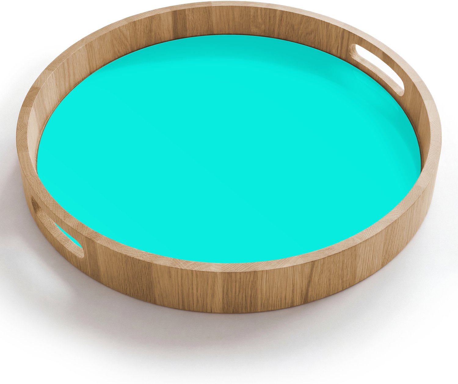 Dienblad rond 40x40 cm - Schootdienblad hout - Vivid - Aquamarine - Turkoois - Borrelplank rechthoek - Plateau houten dienbladen