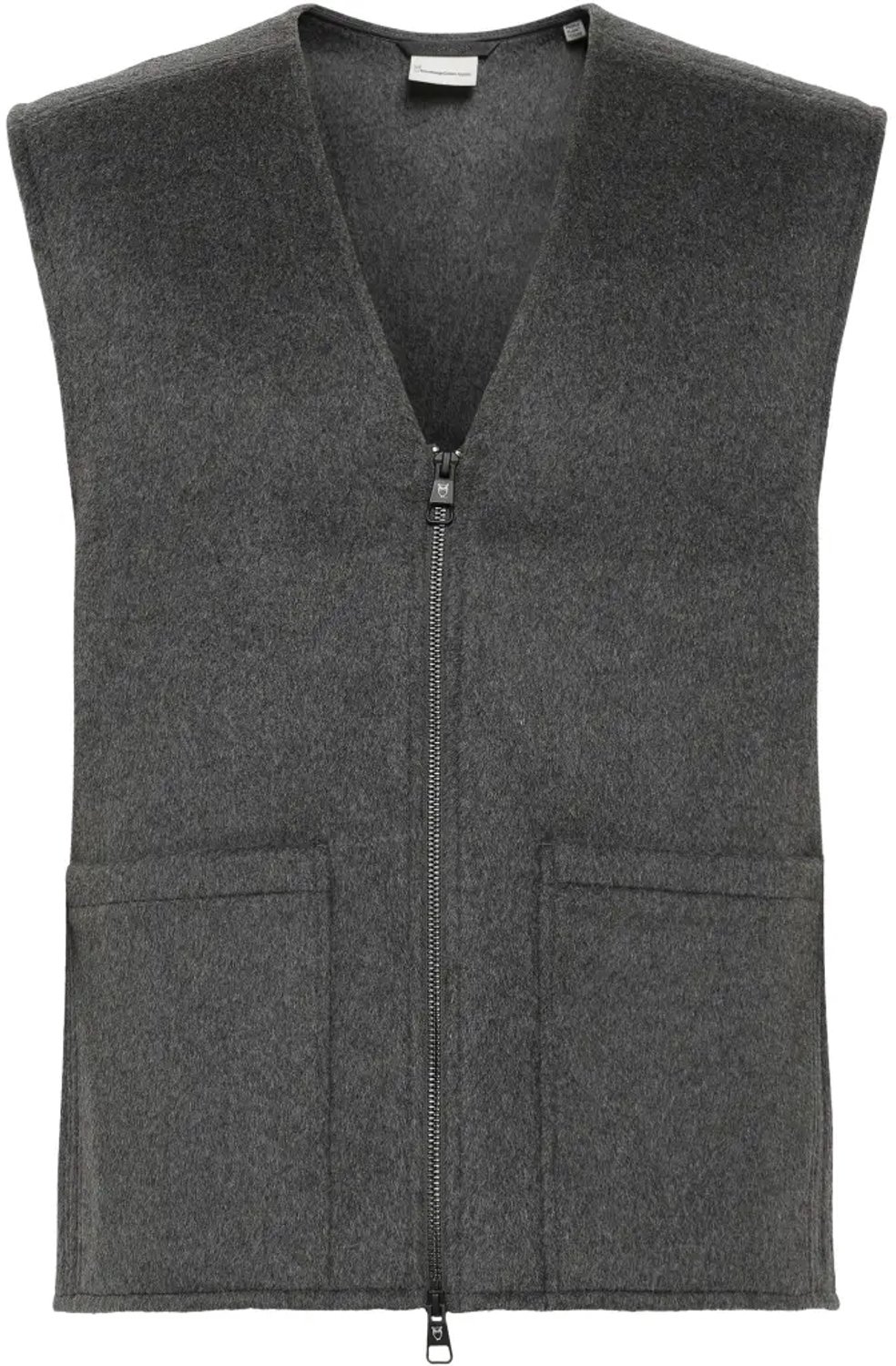 Wollen Mouwloze Jas KnowledgeCotton Apparel Donkergrijs Mergel