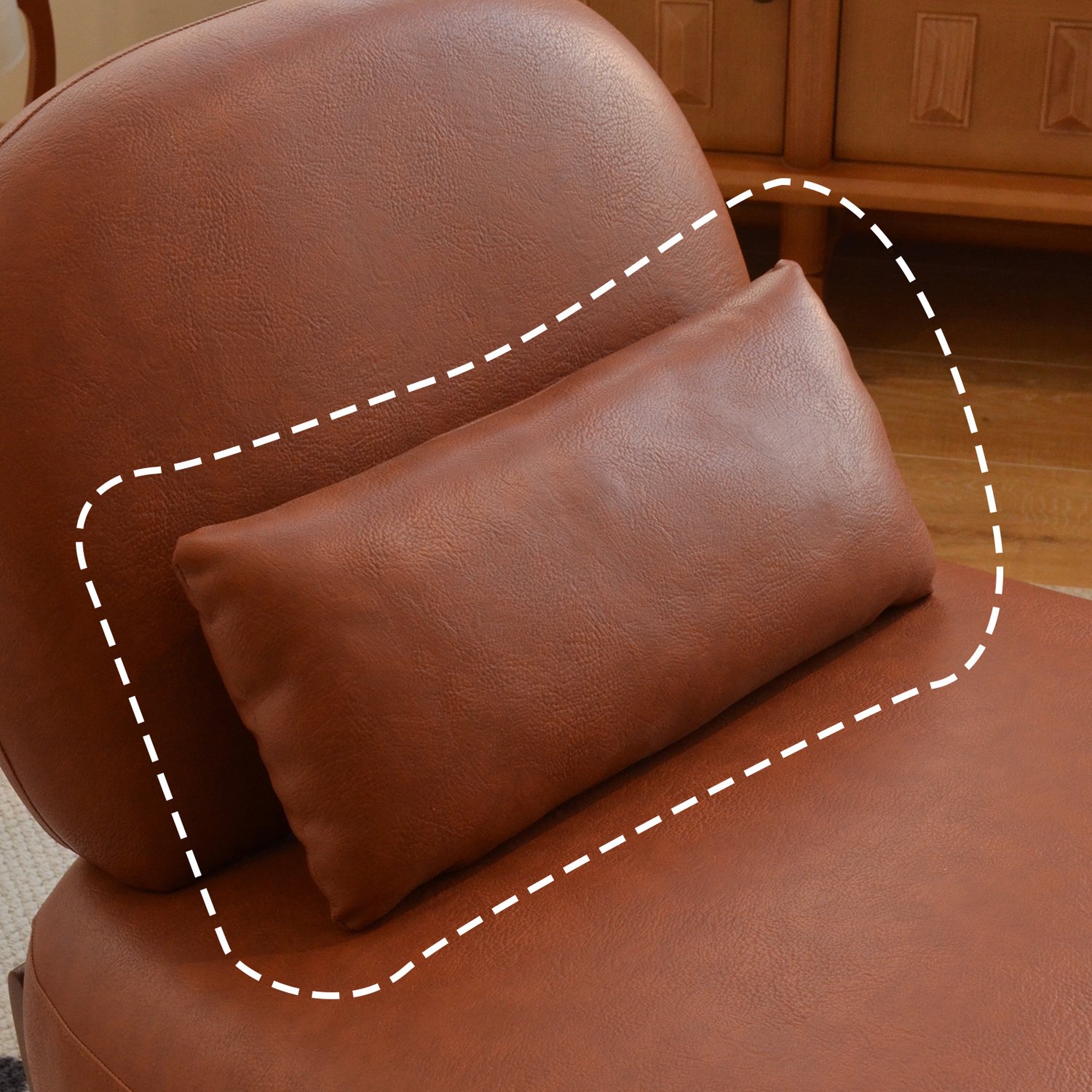 FloraGrace Fauteuil Zonder Armleuningen 72,1 x 86,9 x 69,9 cm - Zachte Zitting - Voor Woonkamer en Slaapkamer - Houten Poten - Bruin