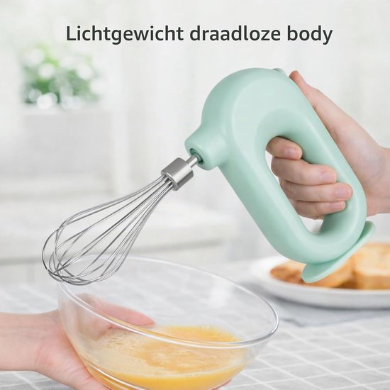 Draadloze Handmixer Elektrische Mini USB -oplaad 1500 MAh Egg Beater 4 Verstelbare Mini -Handmixer, en Draagbaar met Ronde Handgreep voor Comfortabel Gebruik (GREEN) — afbeelding 2