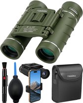 ODESSEY Compacte Verrekijker - met Case, Onderhoudskit en Telefoonhouder - 8x22 - FMC - BAK-7 - voor Volwassene & Kinderen - Groen
