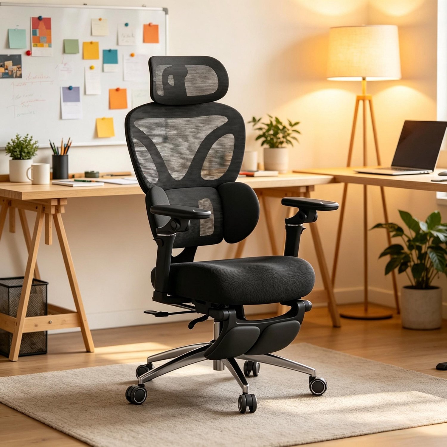 Clruro Bureaustoel - 116-123,5 cm Hoog - Ergonomisch - 3D Lendensteun - Mesh en Metaal - Zwart