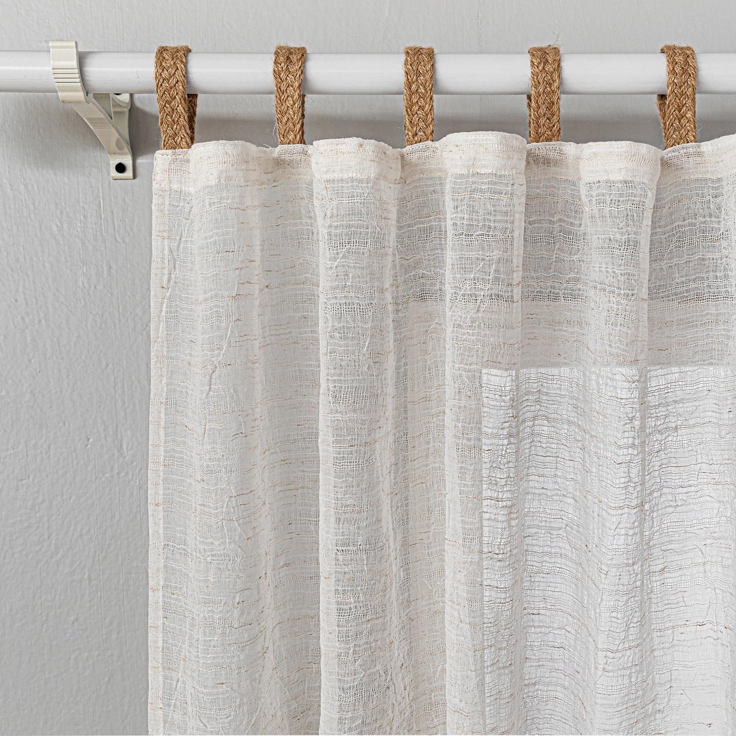 Gordijn met Linnenlook - Met Lussen - Boho Stijl - Beige - 140x240 cm