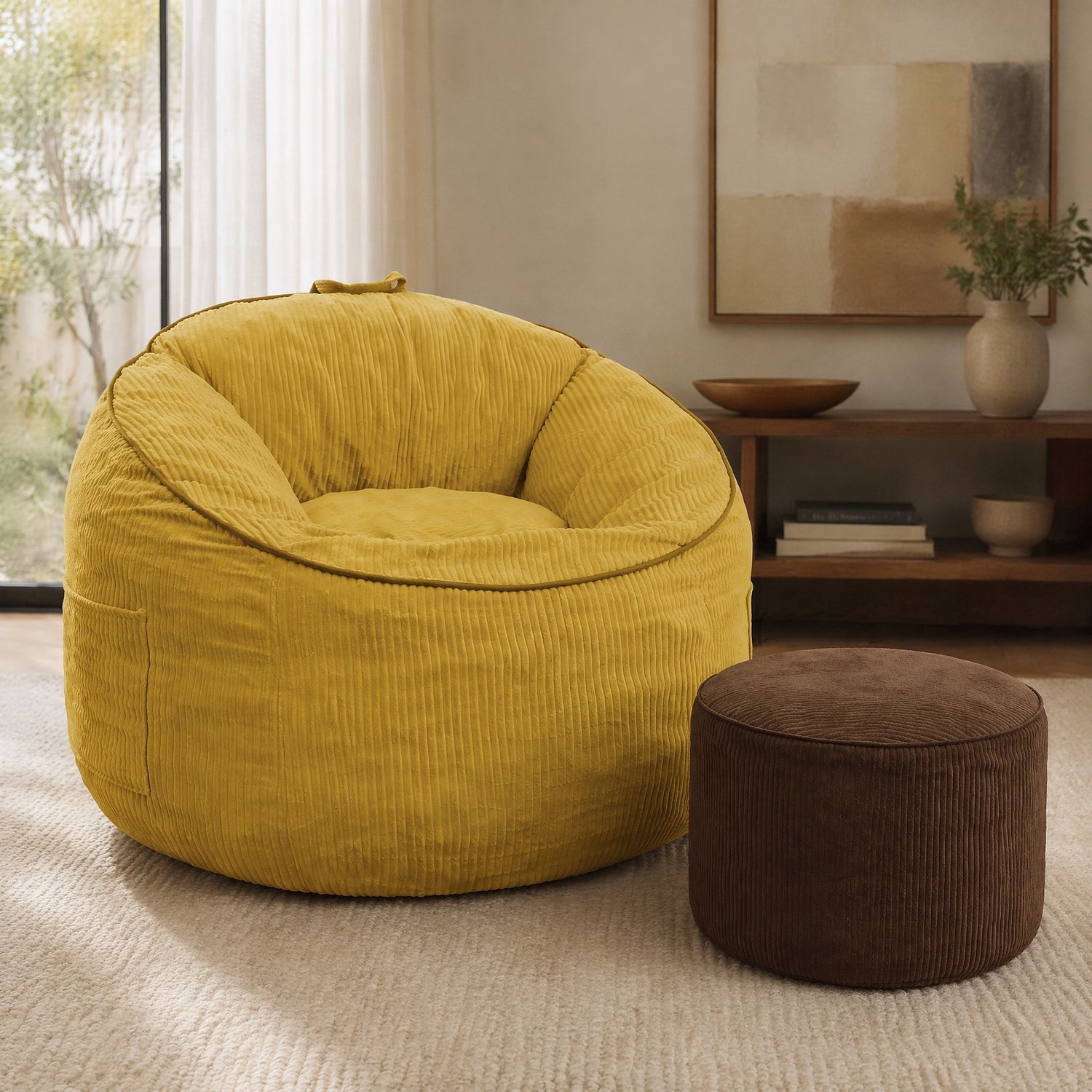 CHICFURN Zitzak - Met hocker en opbergvak - Met rugleuning - Geel