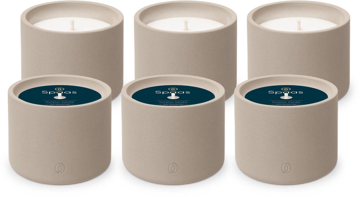 SPAAS Urban Flame Buitenkaars – Cementlook Tuinschaal – circa 15u – Geurloos – 6 kaarsen Grijs