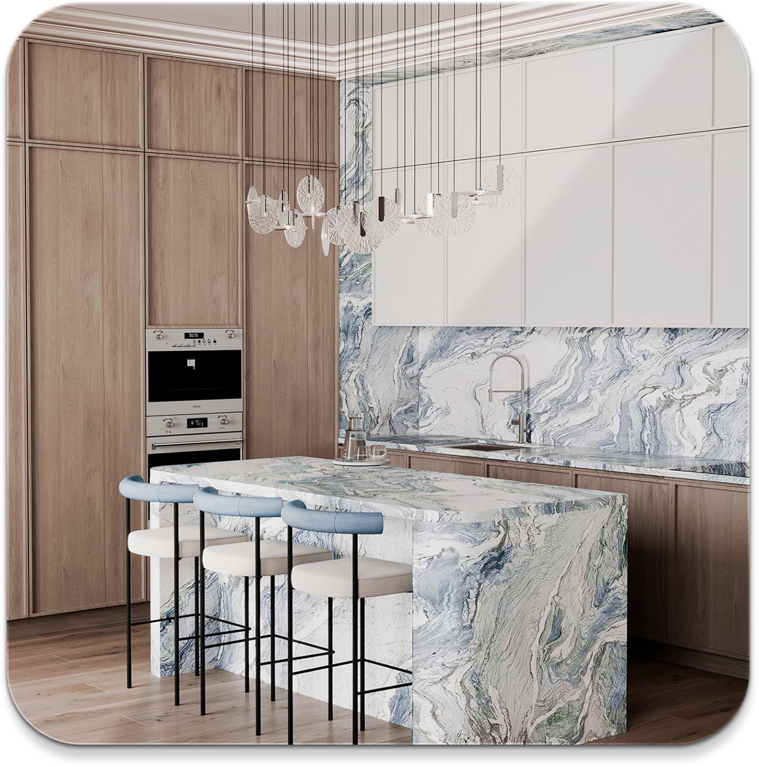 Coloray Decoratieve Rechthoekige Wandspiegel – Afgeronde Hoeken – Moderne Spiegel – Voor Badkamer, Woonkamer, Slaapkamer, Hal en Entree – Spiegel voor aan de Muur – Stijlvolle Interieurdecoratie – 50x50 cm