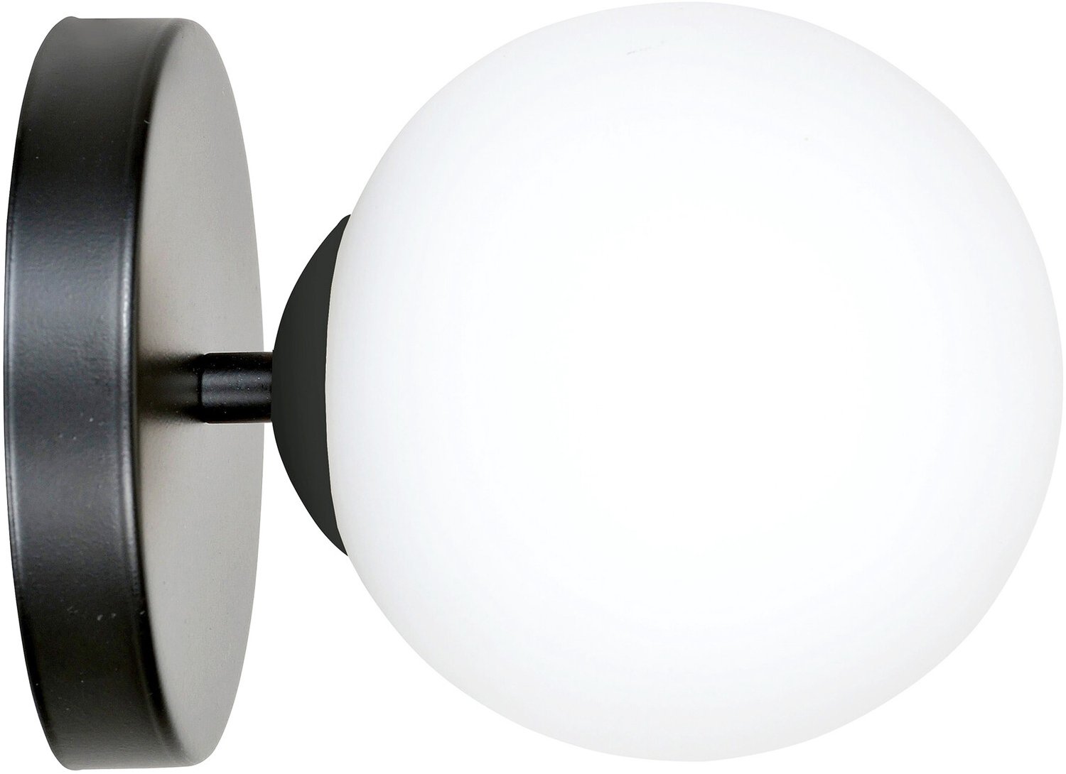 Emibig Odder zwarte wandlamp met 1 witte glazen bol E14 - Perfect voor sfeervolle verlichting