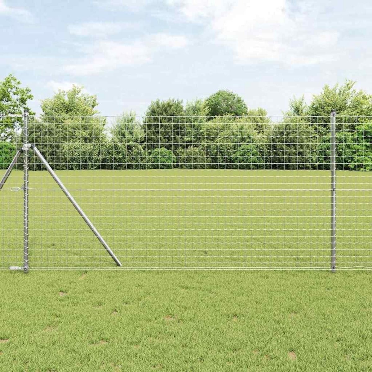 Palen set 52-delig van gepoedercoat staal 190 cm zilver voor tuin en perceel