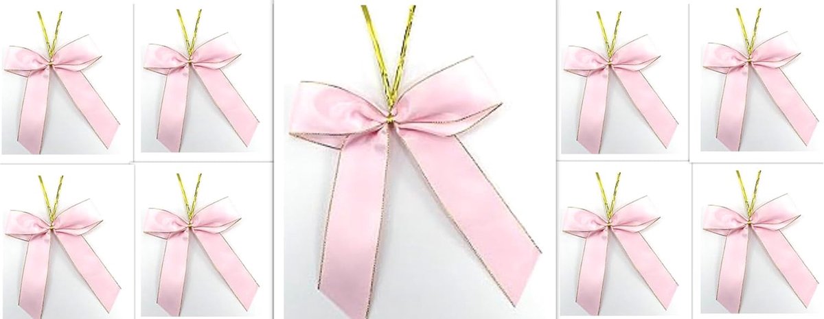 Strikken 14 x 16 cm met extra lange bevestigingsclip 10 cm lint geschenkstrik kerstboomstrik Kerstmis roze