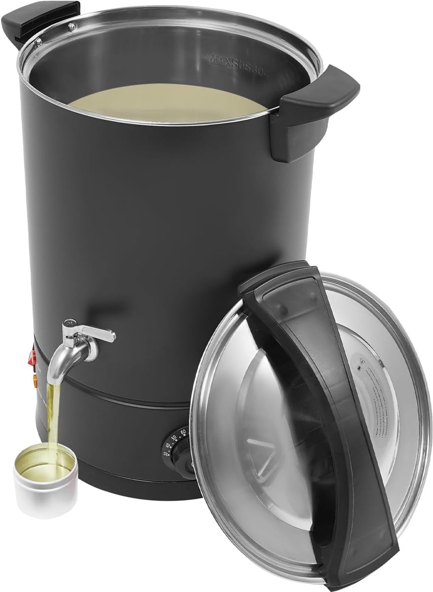Professionele wassmelter, wassmelter voor kaarsen, 8 l/10 l/12 l/15 l, veelzijdige elektrische smeltpan voor het koken van water, thee en doe-het-zelf van zeep, haarverzorging, crèmes (zwart