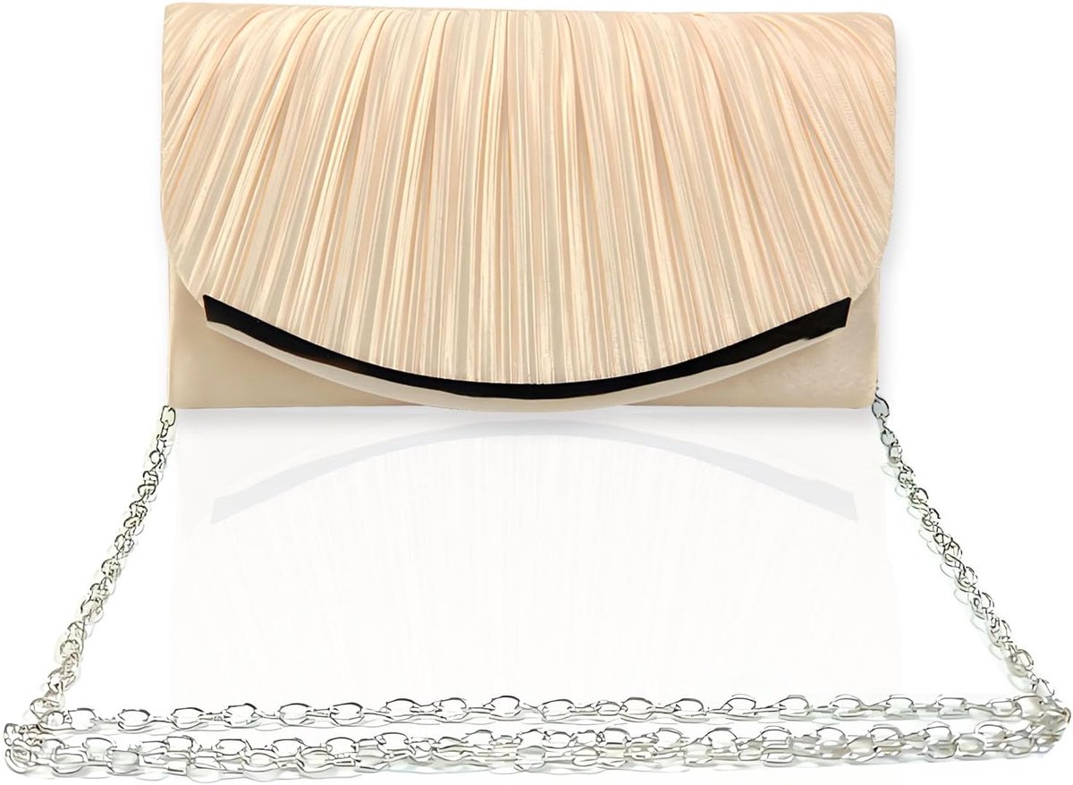 Clutch roos met kristallen ketting, fonkelende avondtas, modieuze handtas, ketting schoudertas, geschikt voor diners, bruiloften, verjaardagsfeesten, dansen, cocktailparty's (beige)