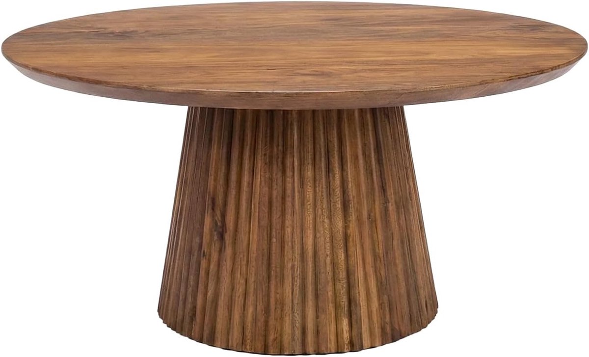 Japandi rond bruin mangohout 80cm Kimi bijzettafel Japanse stijl