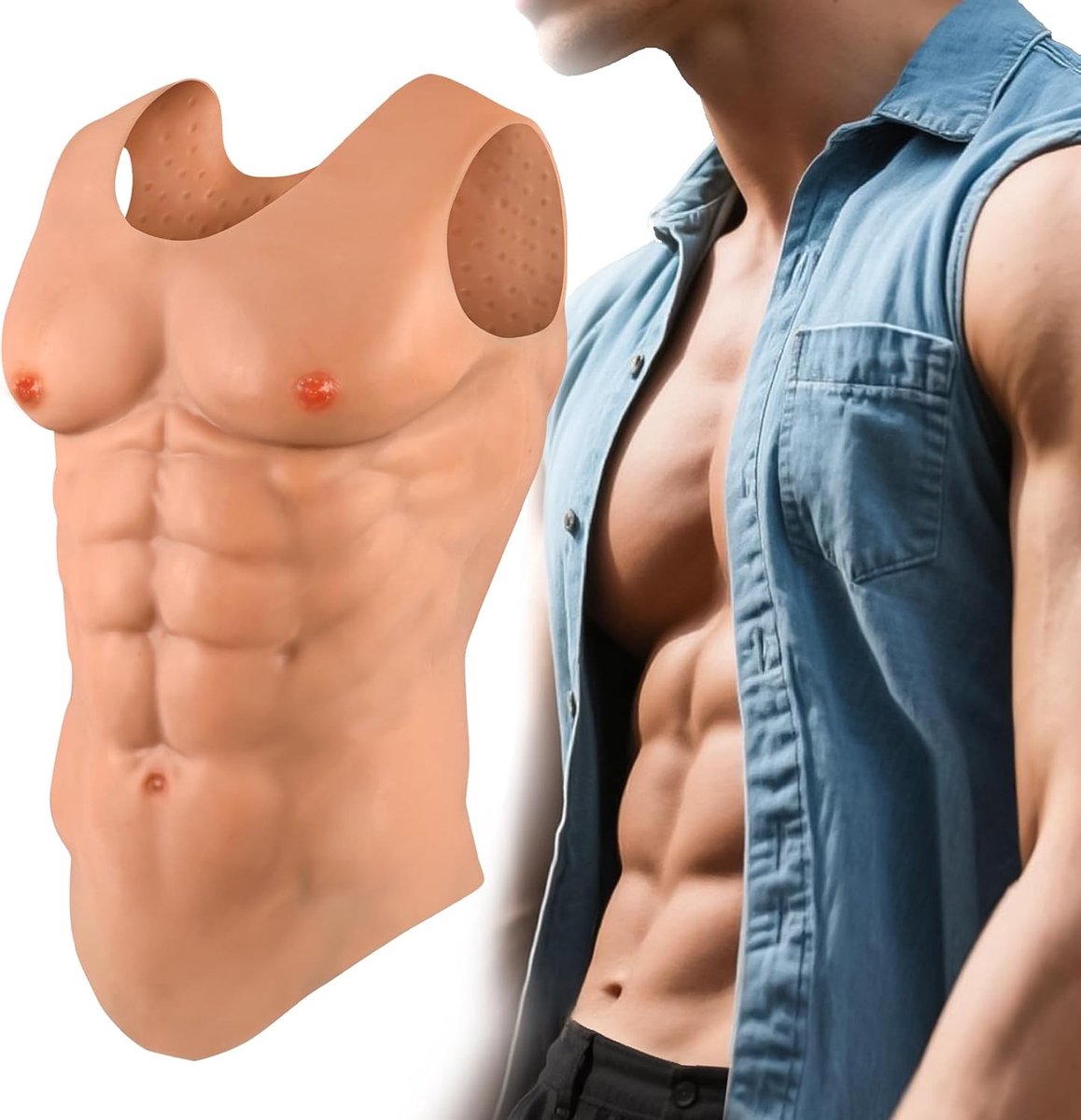 Spierpak Vest Realistische Silicone Vechten Kunstmatige Abs, Borst & Arme Unisex Bodybuilding Kostuum Voor Theater, Halloween, LARP & Cosplay