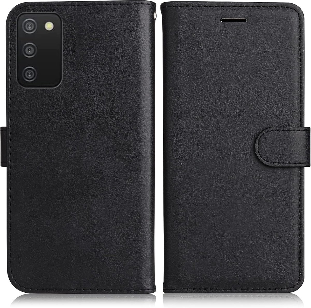 Hoesje voor Samsung Galaxy A03S, Magnetisch PU-Lederen Hoesje met Kaartsleuven Kickstand, Portemonnee Hoesje voor Samsung A03S, Zwart