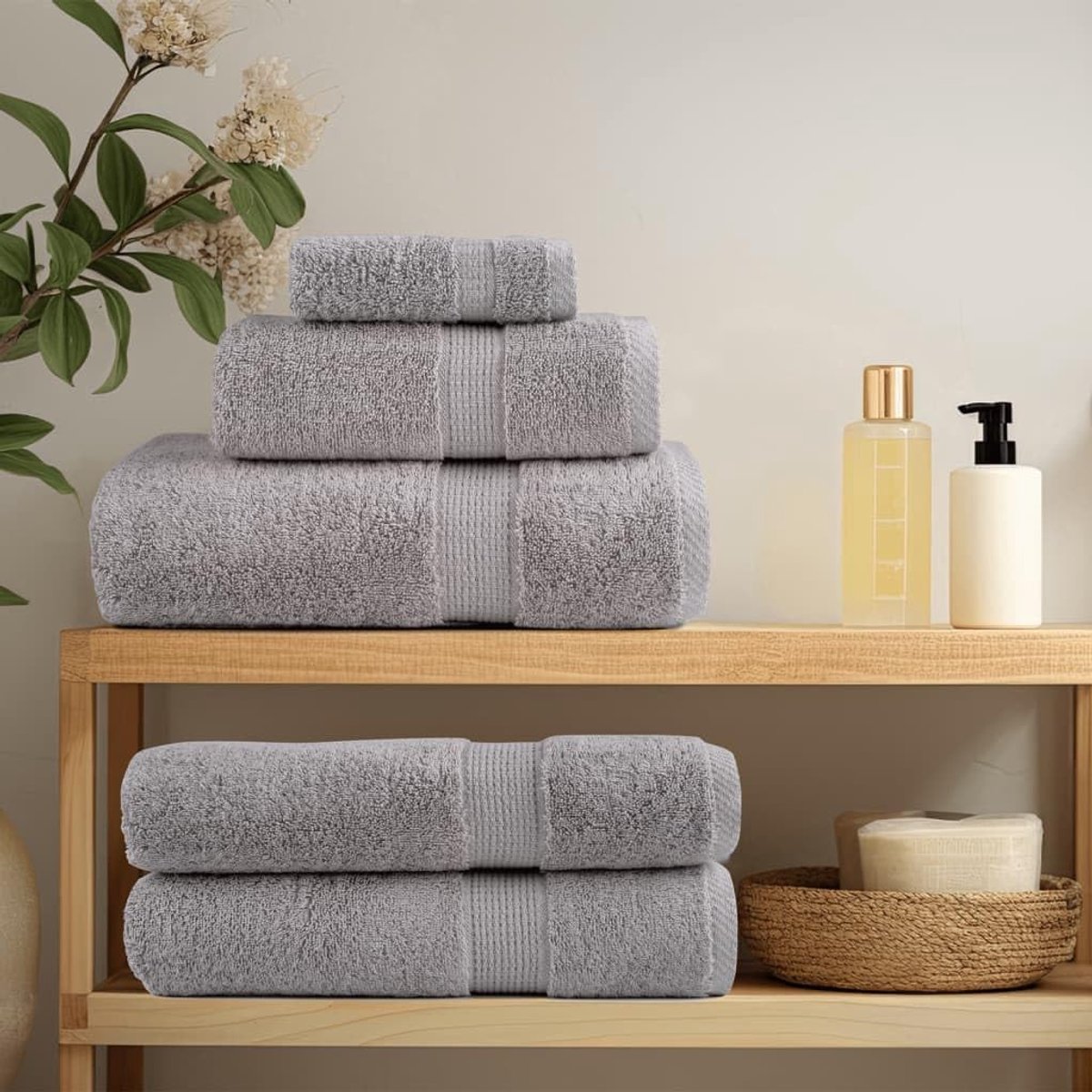 Washandjes, set van 10, grijs, 30 x 30 cm, zachte katoenen wasdoeken voor gezicht en lichaam, absorberende handdoeken met ophanglus, wasbaar voor badkamer, keuken en fitness