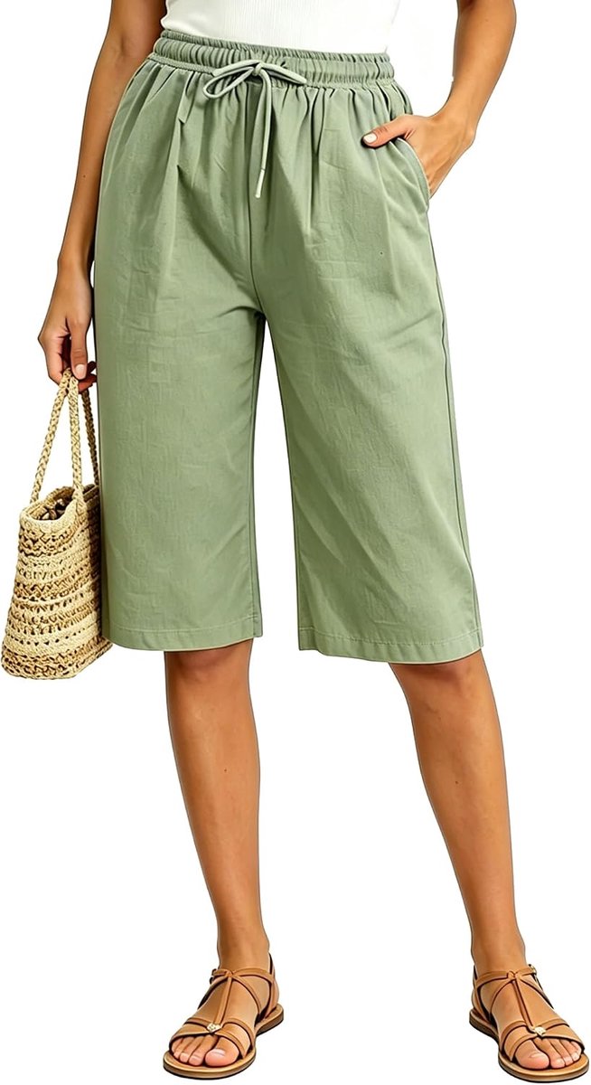 damesshorts, zomer, vloeiend, licht, bermuda, katoen