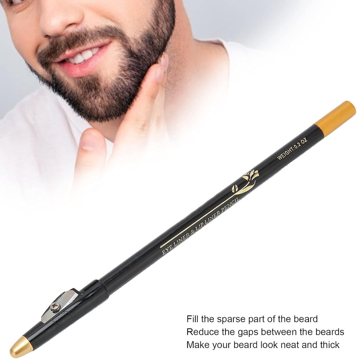 Beard Pencil voor Mannen, Scherp Potlood voor Baardstyling en Vormgeving, Perfect voor Nauwkeurige Afwerking en Strakke Lijnen