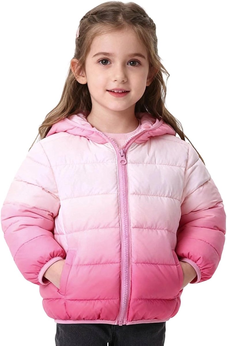 Winterjas met kleurverloop, winddicht materiaal, ideaal voor outdooractiviteiten bij koud weer, warm gevoerd, veelzijdig draagbaar in het dagelijks leven, robuust, comfortabel voor school, vrije tijd